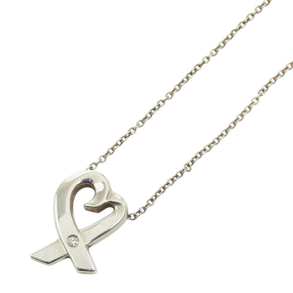 Tiffany Co Loving Heart Diamond Necklace Silver TIFFANYCo